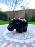 Black Obsidian Hippo Carving image 0