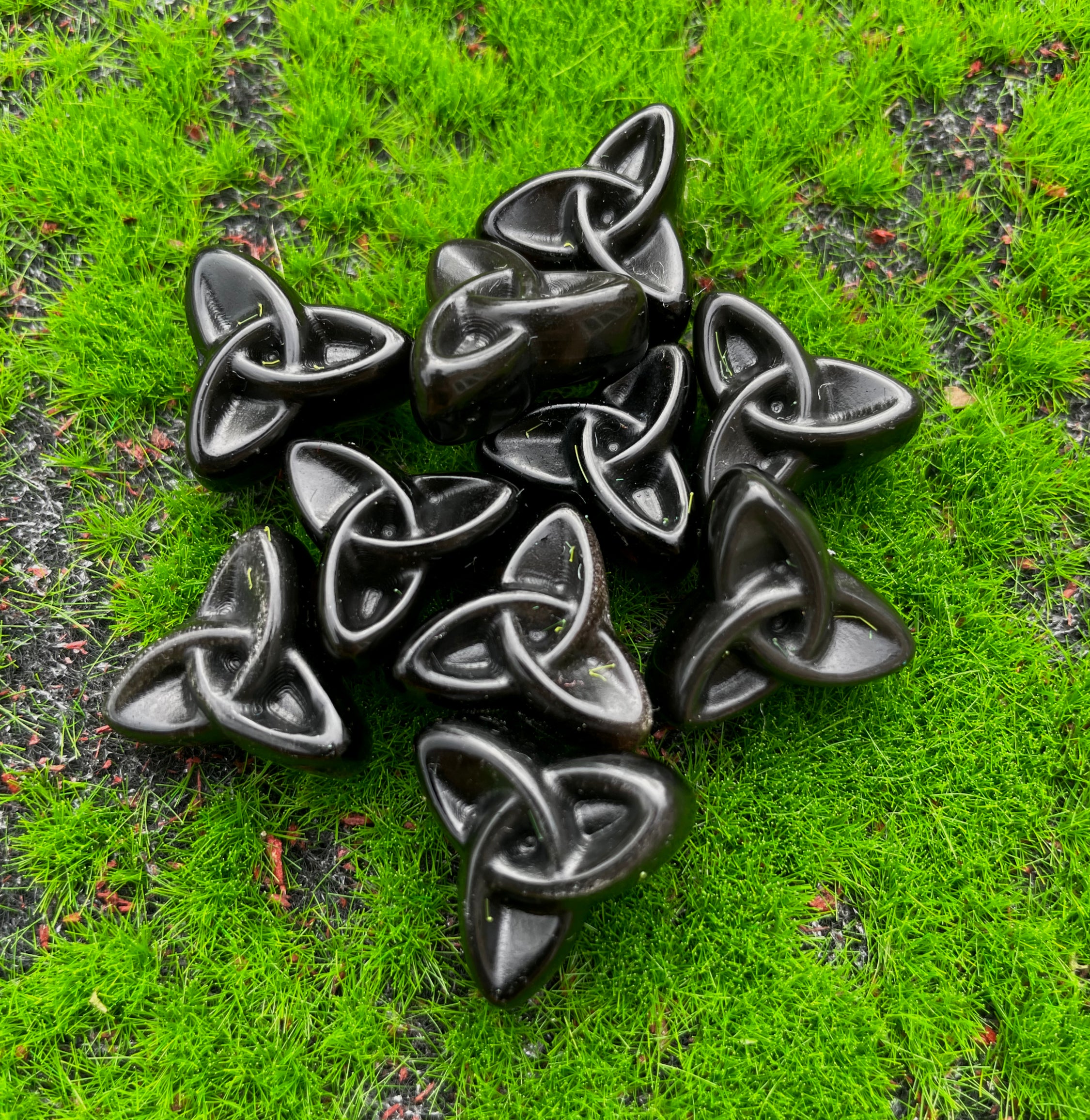 Mini Black Obsidian Triquetra (Celtic Knot) image 0