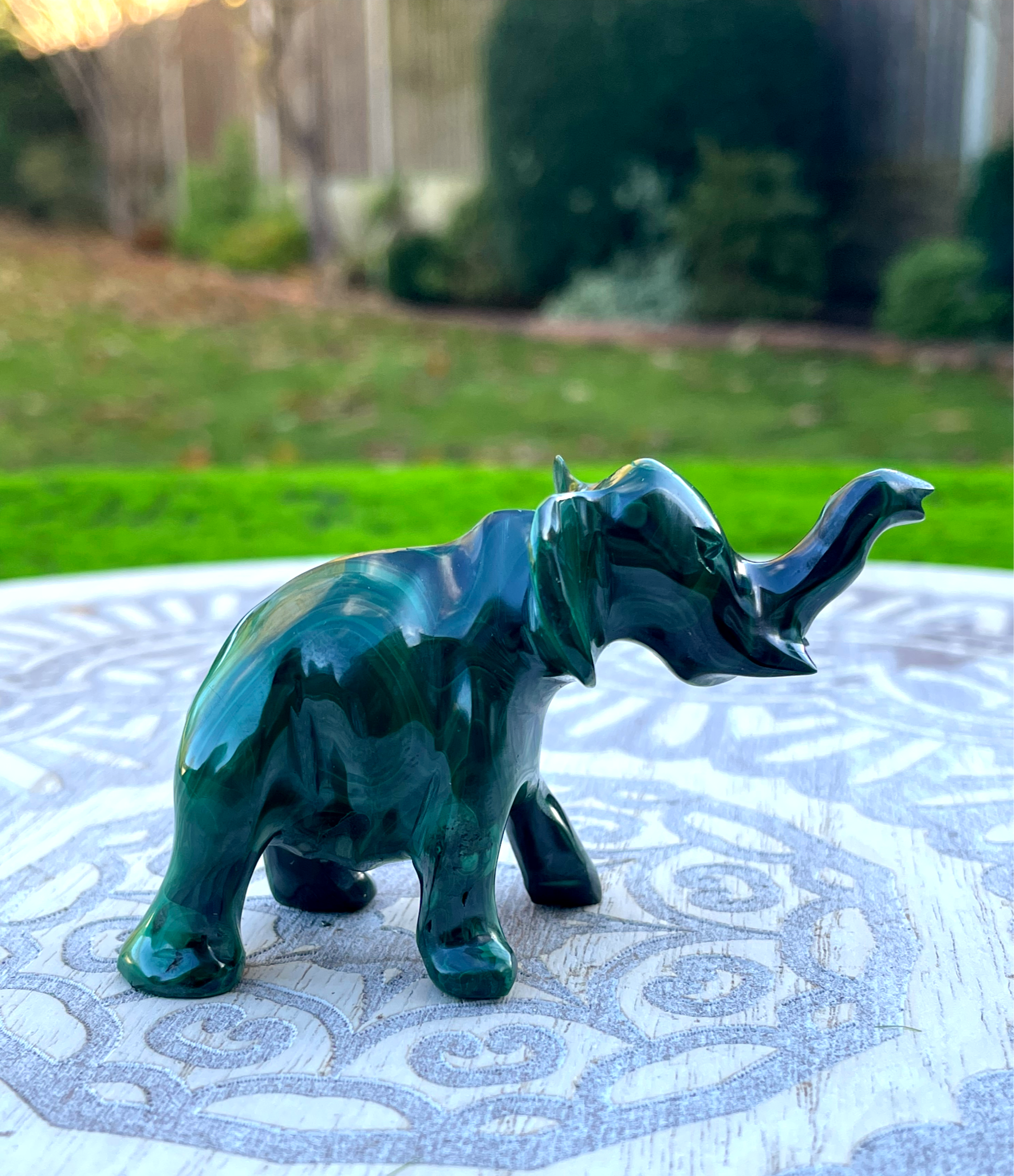 Malachite Elephant Carving image 0