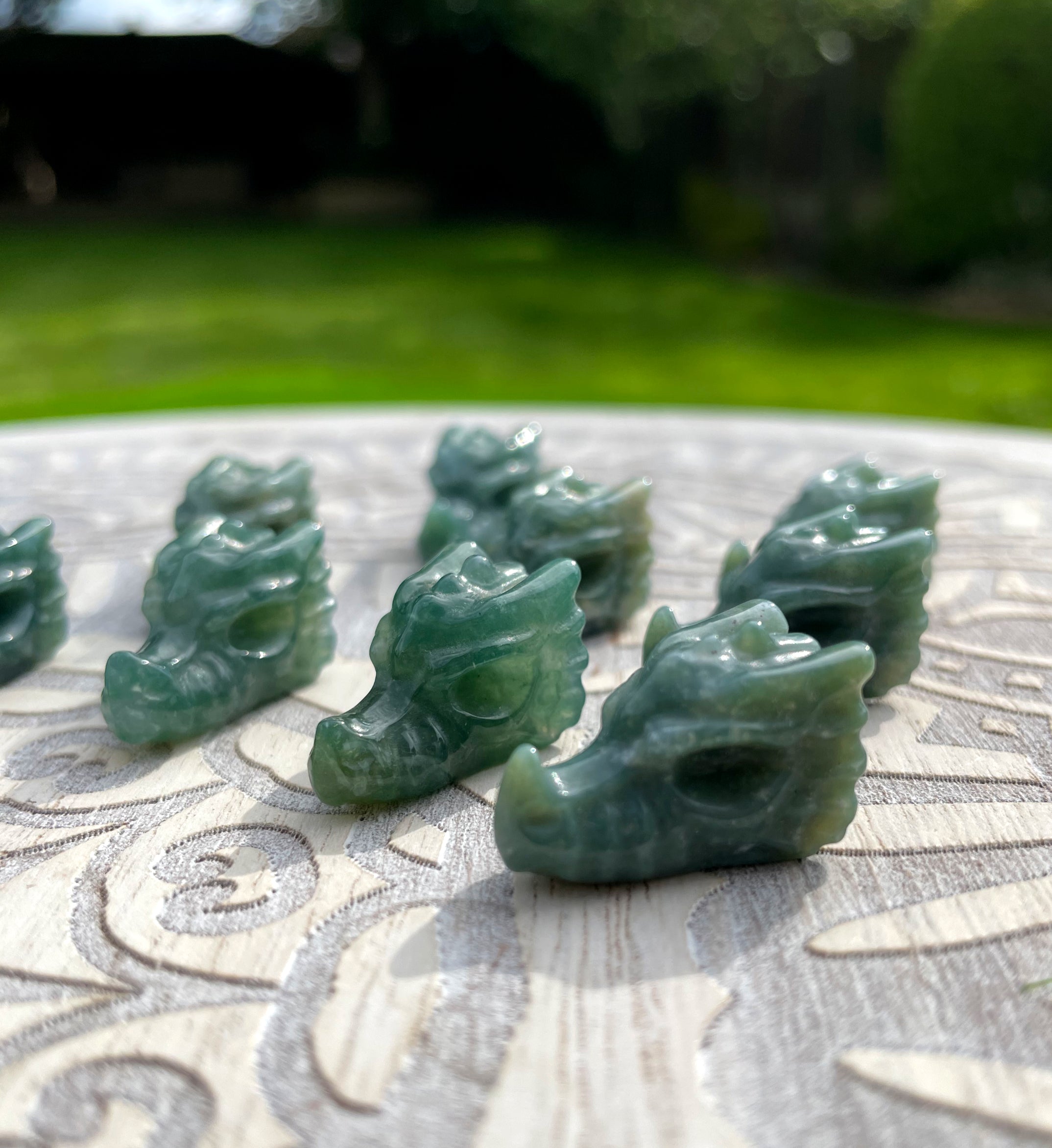 Mini Moss Agate Dragon Head image 0
