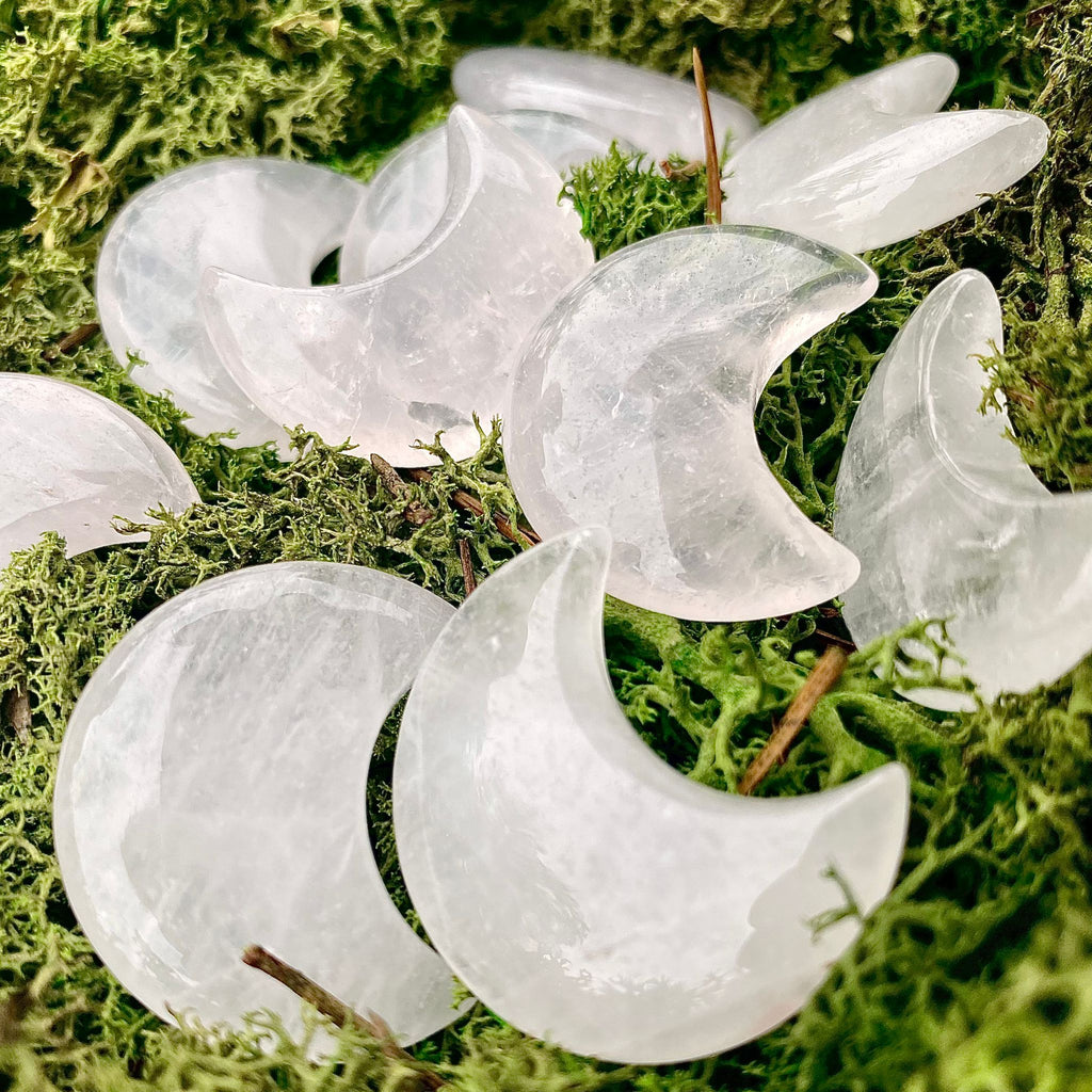 Clear Quartz Moon Carvings image 1