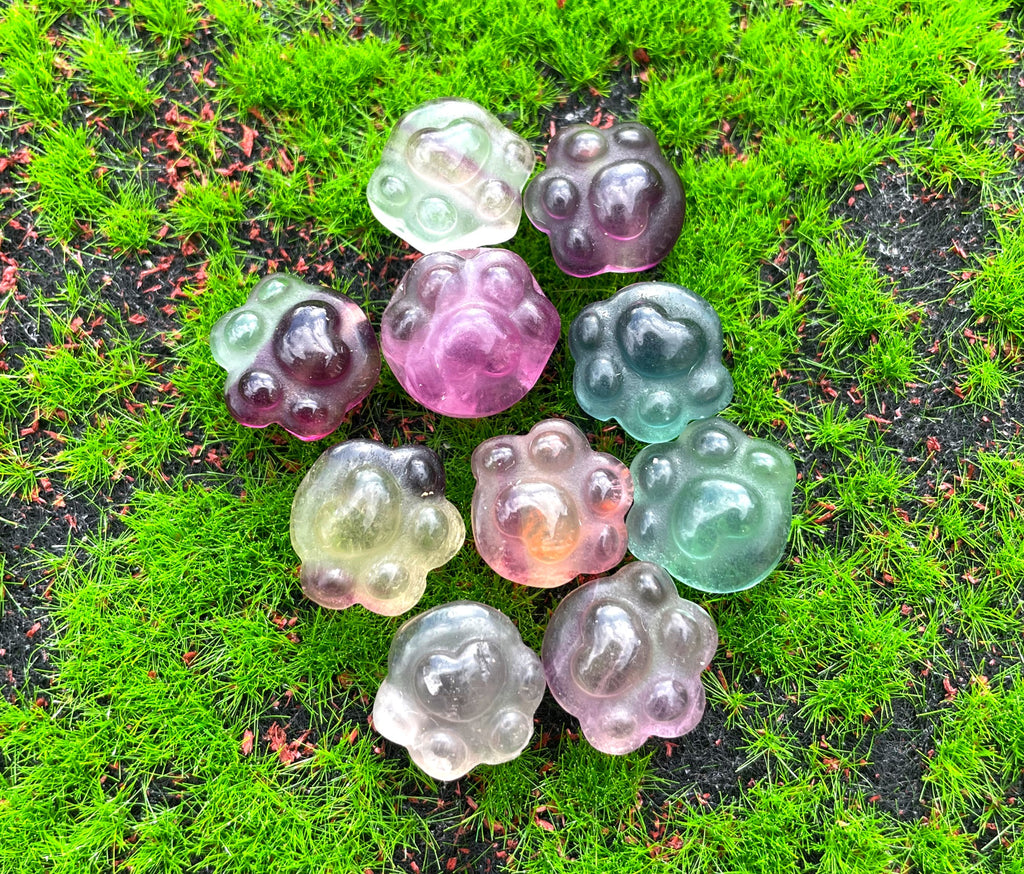 Mini Rainbow Fluorite Cat Paws image 1