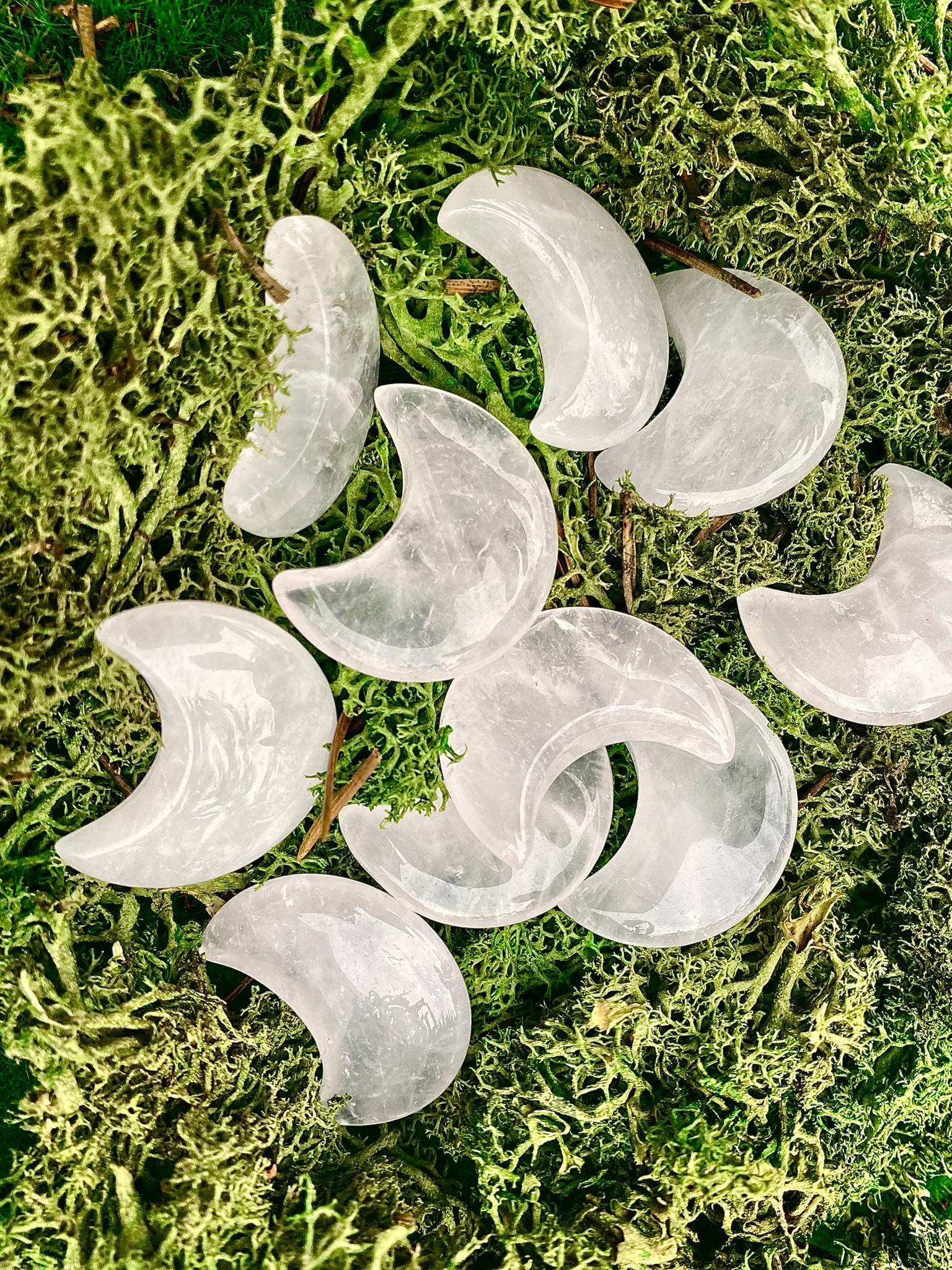 Clear Quartz Moon Carvings image 0