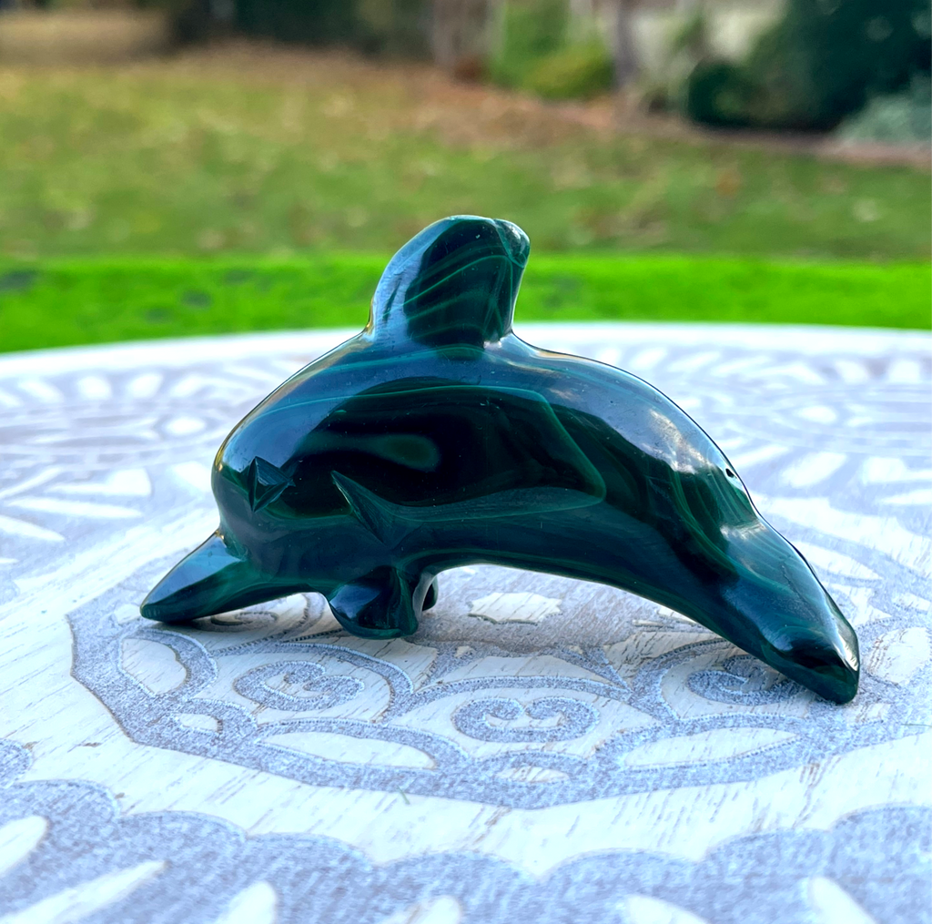 Malachite Dolphin Carving image 1