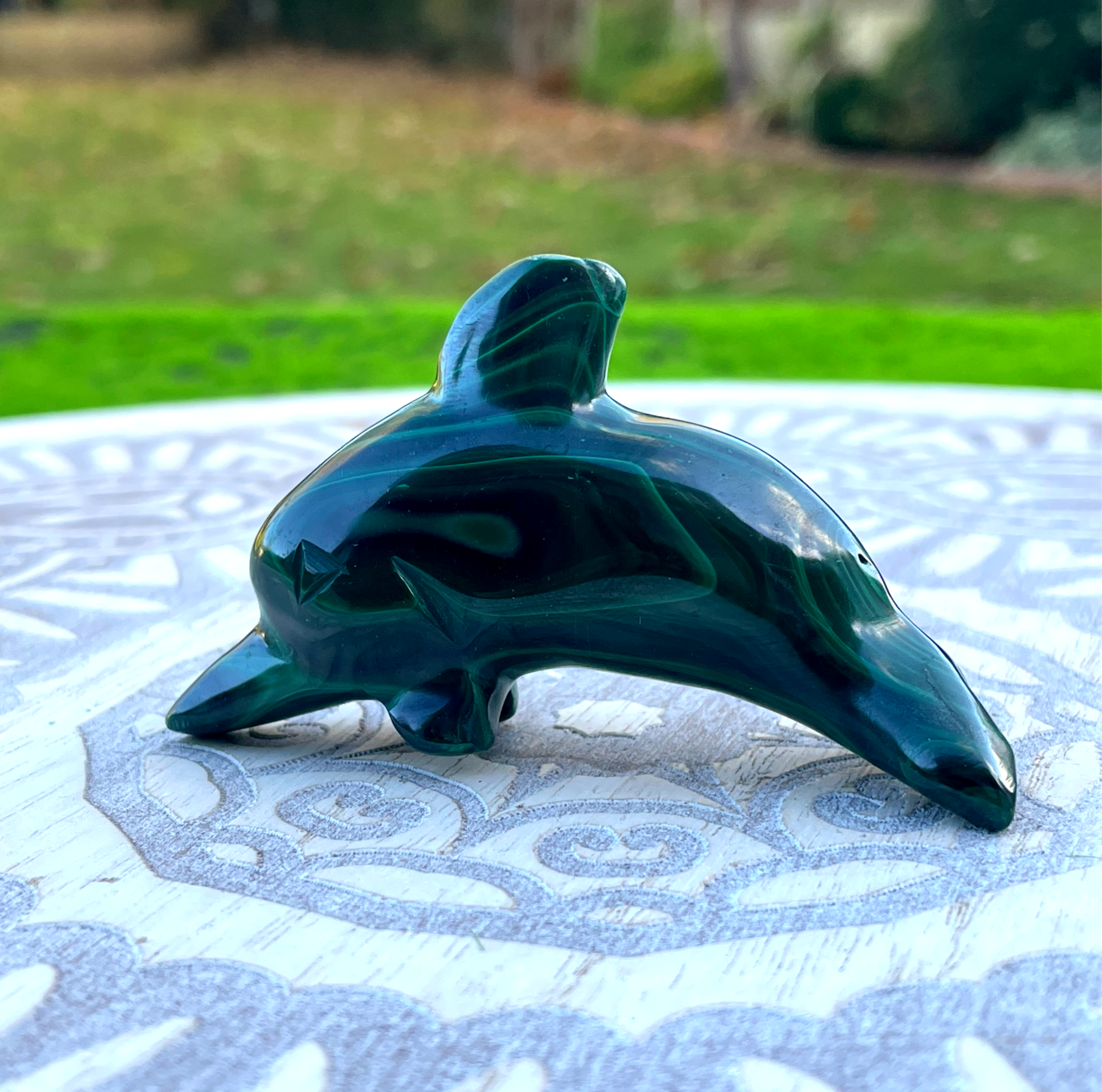 Malachite Dolphin Carving image 1