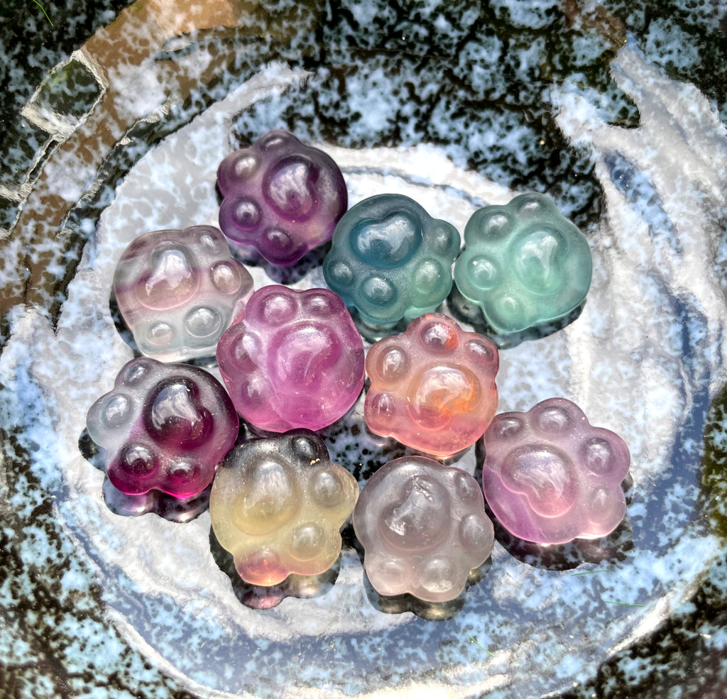 Mini Rainbow Fluorite Cat Paws image 0