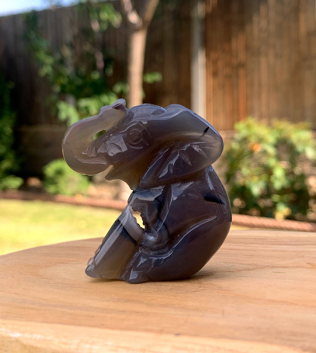 Druzy Agate Elephant Carving image 1