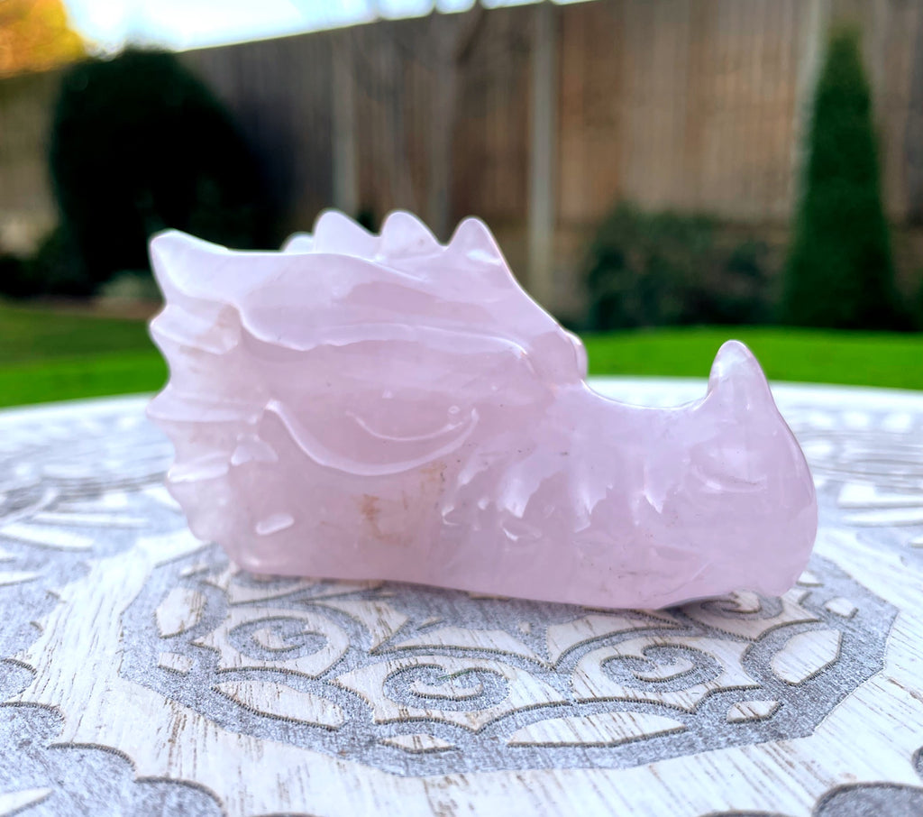 Rose Quartz Dragon Head Carving Large image 1