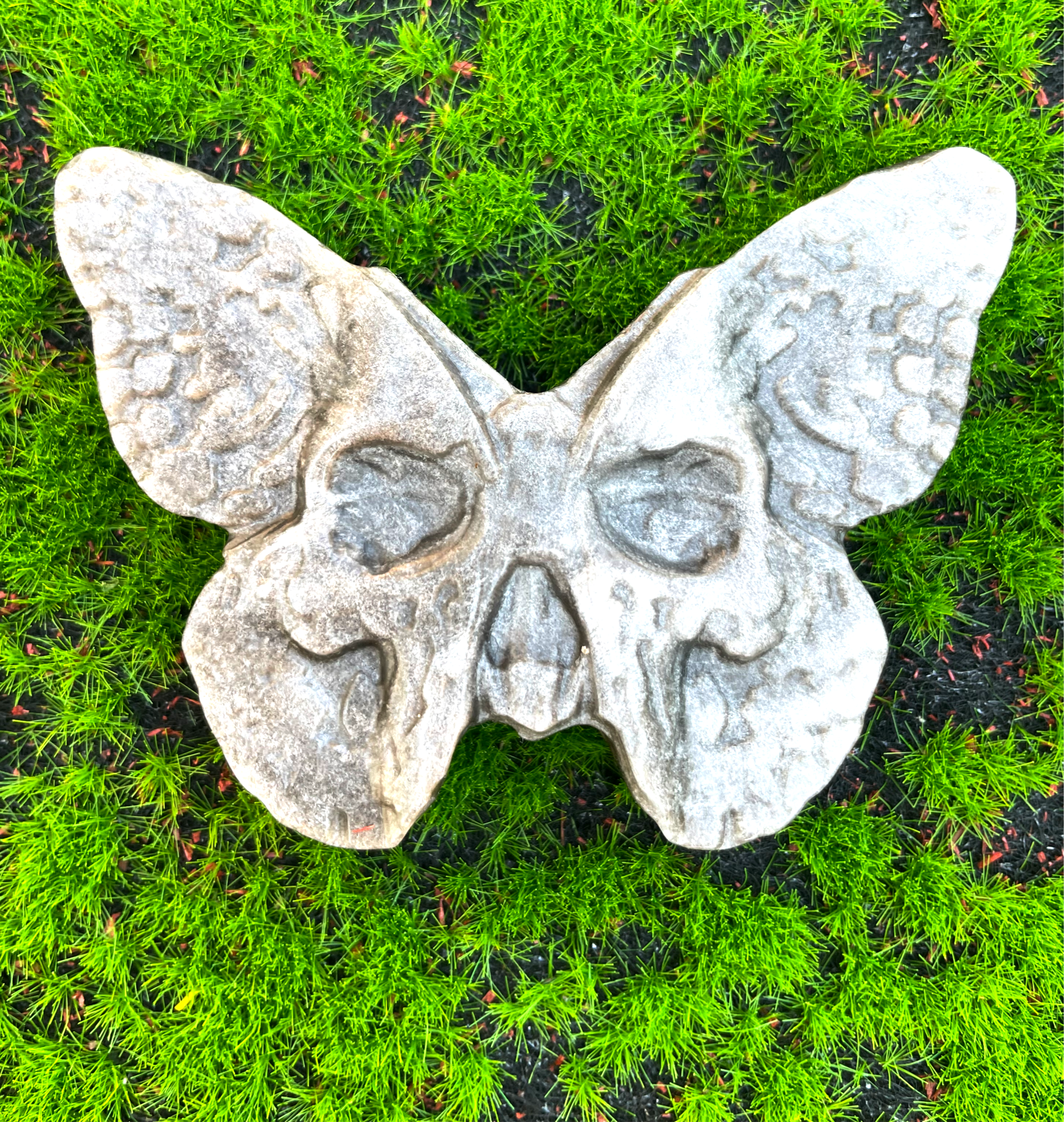 Silver Sheen Obsidian Skull Moth Carving image 1