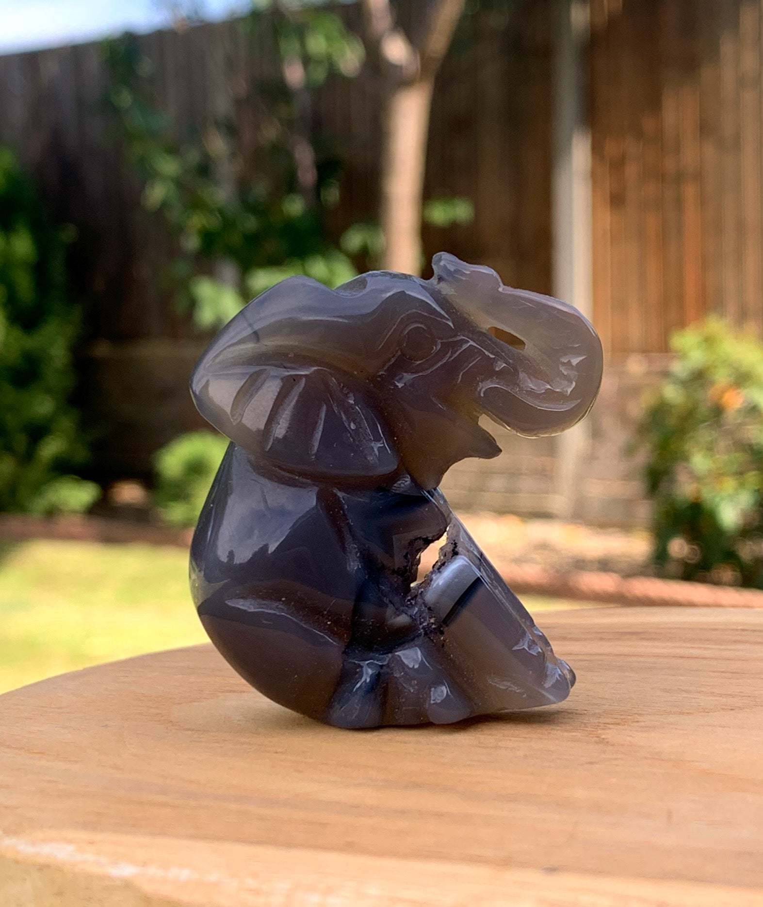 Druzy Agate Elephant Carving image 0