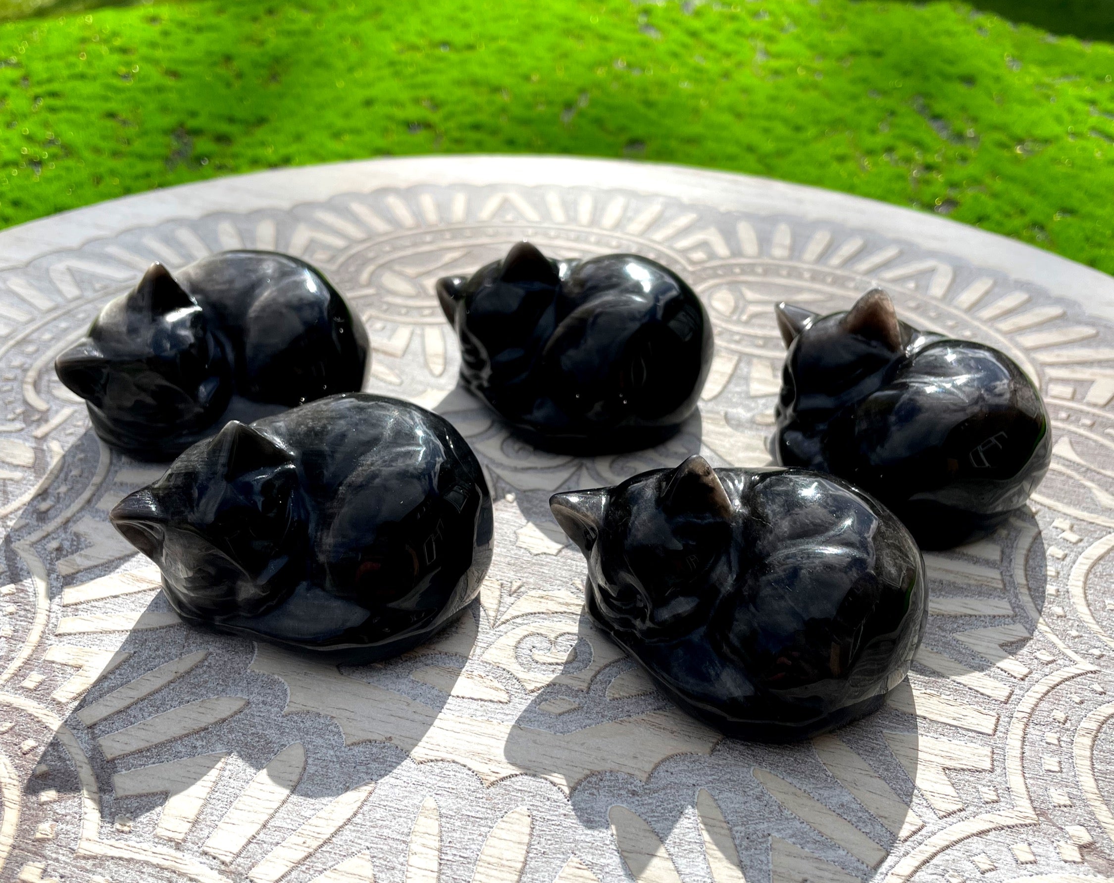 Silver Sheen Obsidian Sleeping Cat image 4