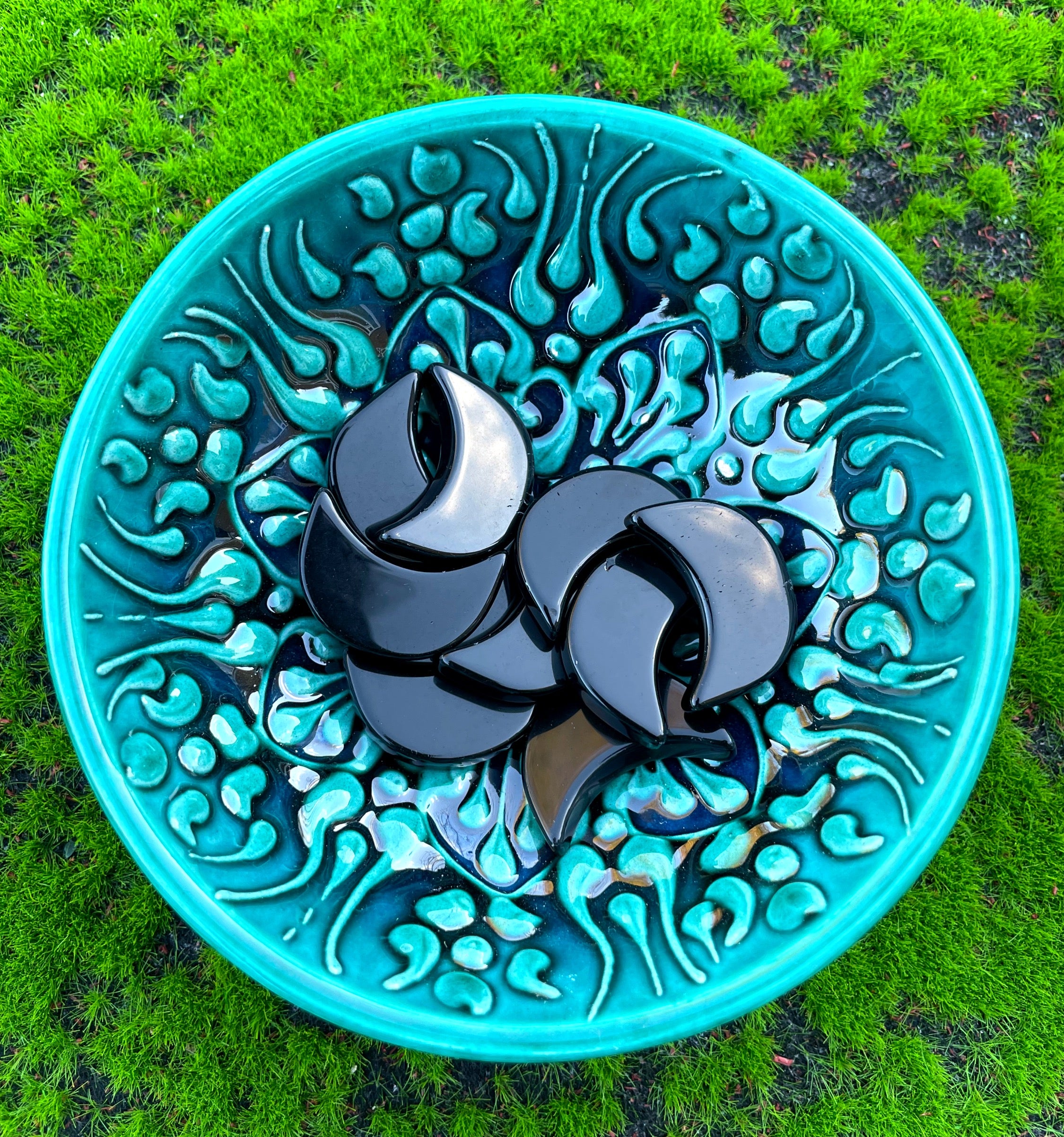Black Obsidian Moon Carving image 1