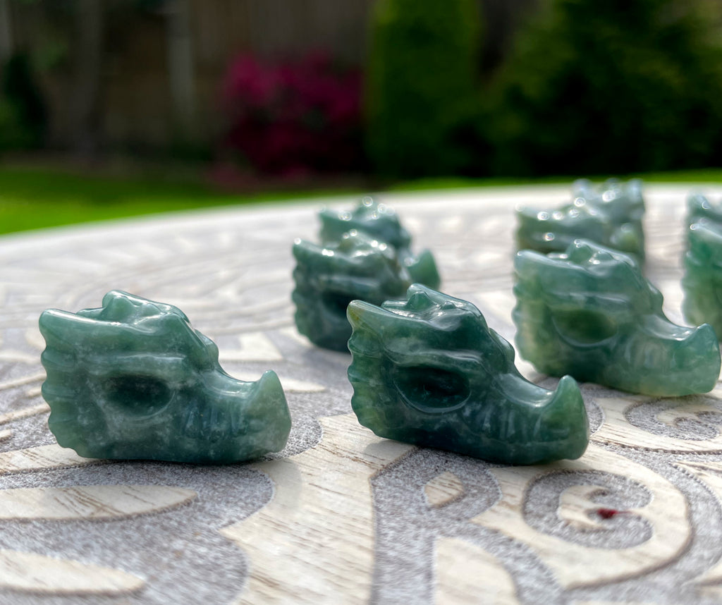 Mini Moss Agate Dragon Head image 1