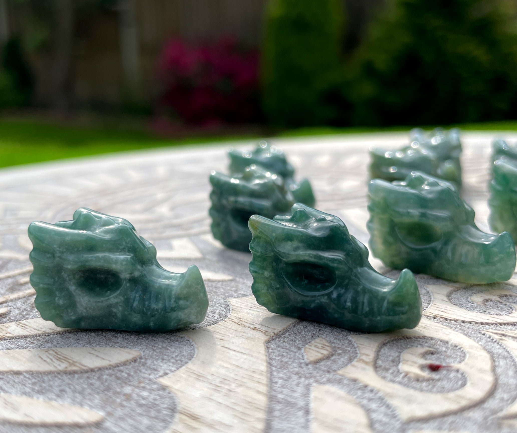 Mini Moss Agate Dragon Head image 1