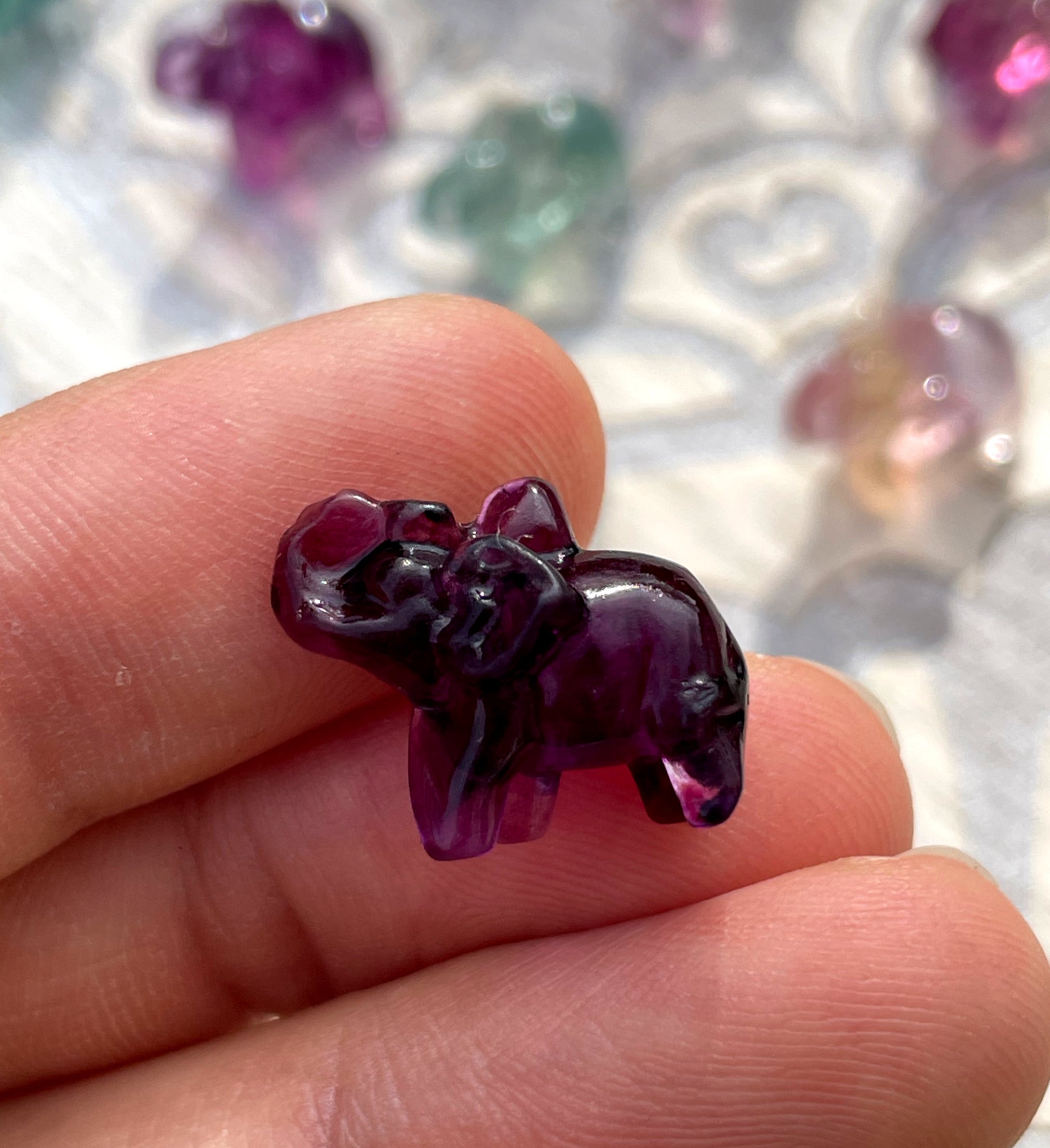 Rainbow Fluorite Mini Elephants image 5