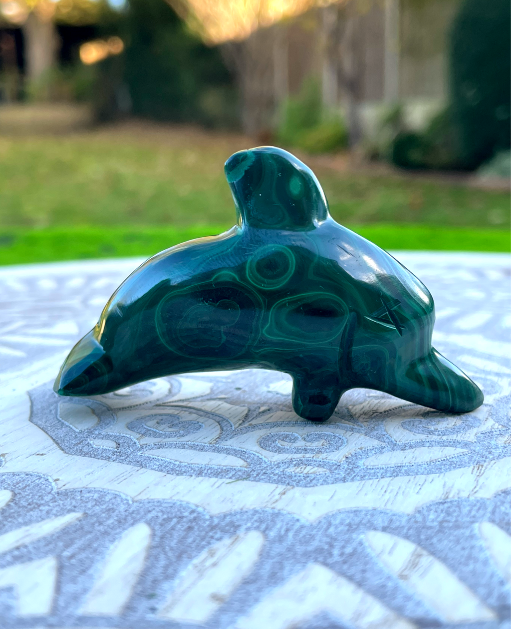Malachite Dolphin Carving image 0