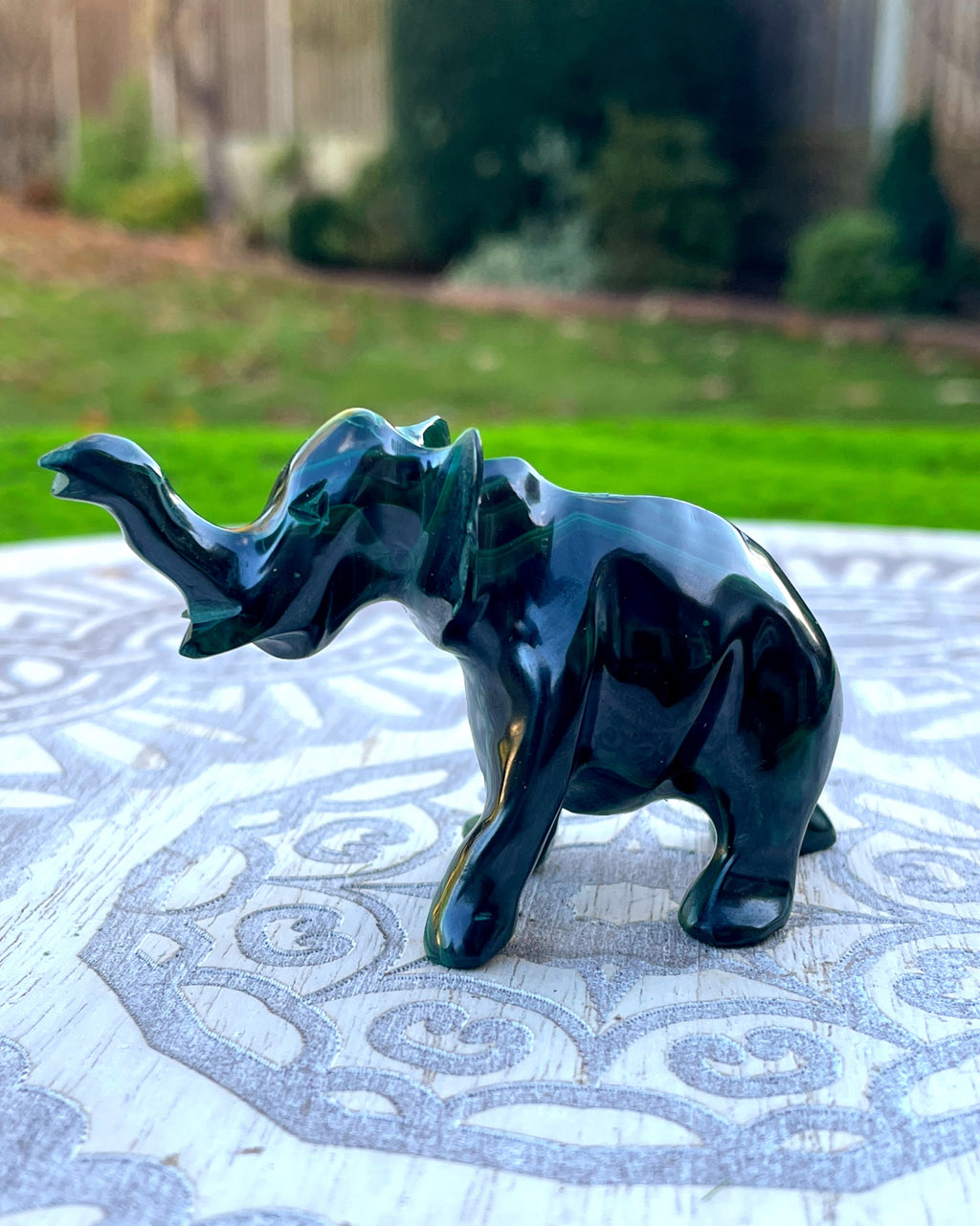 Malachite Elephant Carving image 1